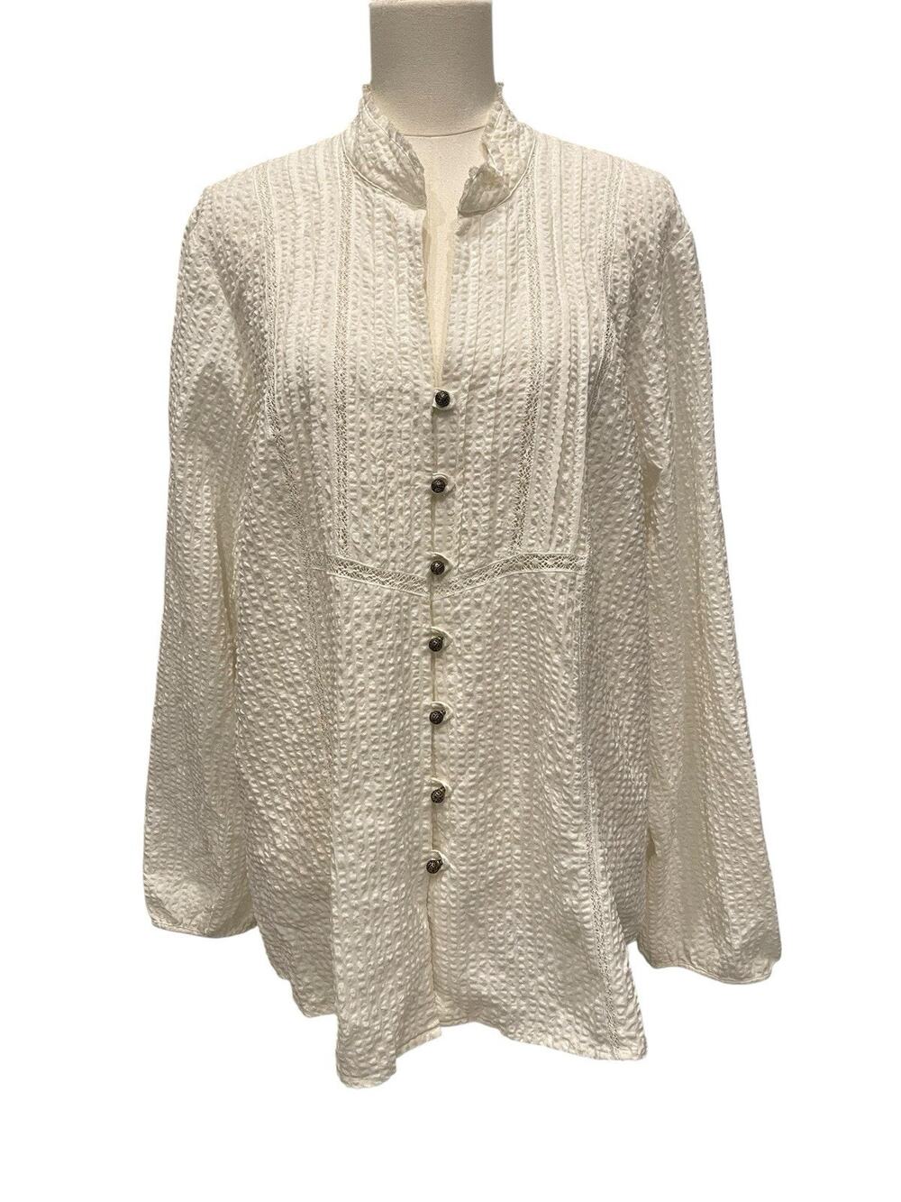 Marina Rinaldi crinkled ivory shirt Size:31